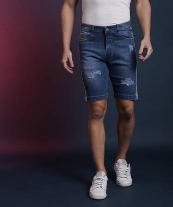 CAMPUS SUTRA Solid Men Denim Blue Denim Shorts