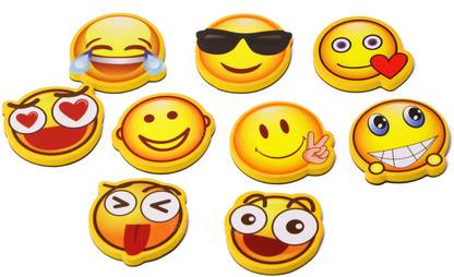 Zest 4 Toyz 4.8 cm Emoji Magnets Multi-Purpose Emoticon Fridge Magnets Set of 9 Megnectic Smiley Game for Kids- Multicolor Magnetic Sticker