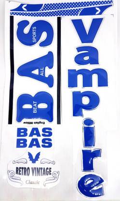 Kyrios Bas Cricket Bat Sticker Retro Vintage 3D Embossed Blue Bat Sticker