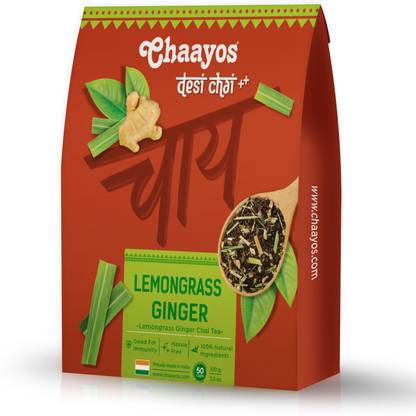 Chaayos Lemongrass Ginger Chai Patti | Refreshing Flavour Premium Tea Lemon Grass, Ginger Tea Pouch