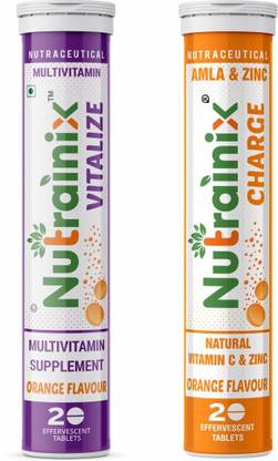 Nutrainix Charge Vitamin C and Vitalize Multivitamin - 20+20 Efferves Tablets