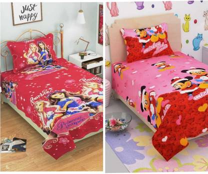 anjal kavya 140 TC Polycotton Single Cartoon Flat Bedsheet