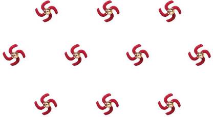 Comet Busters Red Velvet Swastik Bindis With Stone (8mm) (BV1218) Forehead Red Bindis