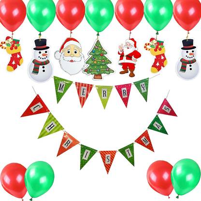 decokart Merry Christmas Banner Balloons Hanging Decoration Set (Set of 41)