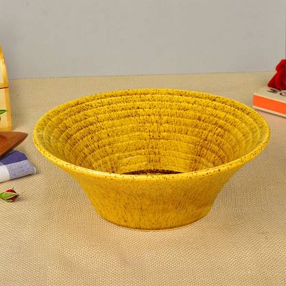 StyleMyWay Ceramic Serving Bowl “California Spring Bloom” Studio Pottery Ceramic Serving Bowl (Mustard Yellow, Diameter - 20 cm, 850 ml ) |
