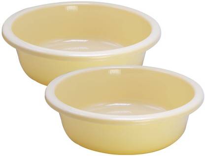 Morvi Plastic Tub 8 Heavy Quality Tub Set, 2 pc Tub 7 Ltr, Yellow Color, Made In India, MRV06655 7 L Plastic Bucket