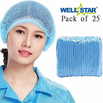 Wellstar surgical export and import Pack of 25 Blue Non Woven Disposable Bouffant Surgical Head Cap (Disposable) Surgical Head Cap