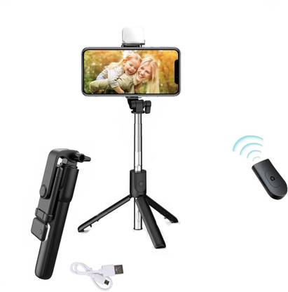 Wrapadore R1S Mini LED Fill Light Tripod Selfie Extendable Bluetooth Selfie Stick Tripod with Detachable Wireless Remote Monopod, Tripod, Tripod Bracket, Tripod Bracket