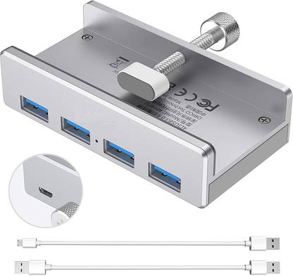 Nsinc 4 Ports USB 3.0 HUB with Clip-Type USB HUB with C to A and A to A Cable for Desk/Computer 4 Ports USB 3.0 HUB with Clip-Type USB HUB with C to A and A to A Cable for Desk/Computer USB Hub