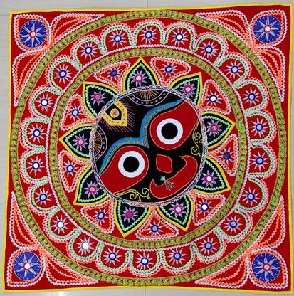 PIPILI CHANDUA Sri Jagannath Multicolor Star Chandua ( 90 x 90 cm)
