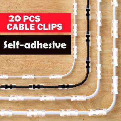 VAAMnational Wire Holder Wire Clamp Cable Management Self-Adhesive Network Charge Cable Clip Wire Organizer Cable Hanging Hooks Random Color Plastic Hook & Loop Cable Tie White Clips Cable Protector