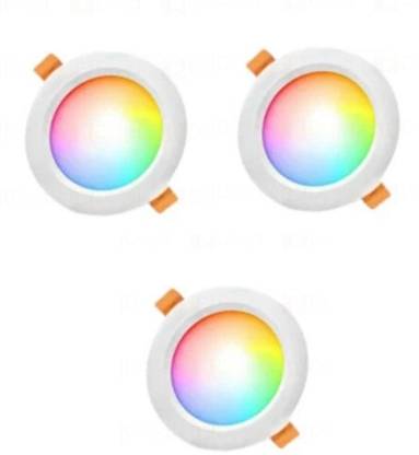 Dhija 9 Watt 3 Color in 1 Ceiling Light PVC Body ( Red , Blue , Pink ) Pack of 3 Recessed Ceiling Light Ceiling Lamp
