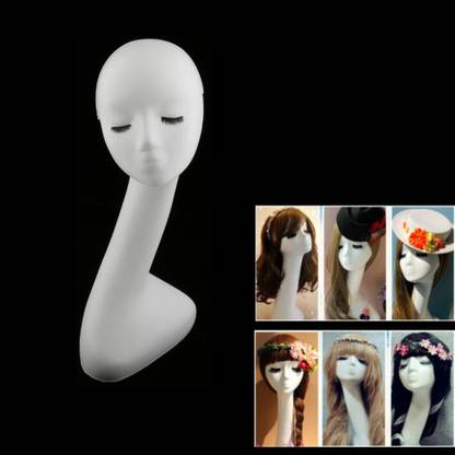 Ritzkart Long Neck Female Mannequin Head 44 cm long White With Bust Wigs , Hat Cap ,Necklace Showcase Display Holder Stand dummy Hair Extension