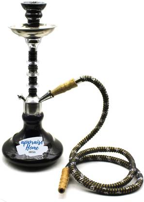 Appraise Home Impex Black Hookah With Silver Stem 16 inch Glass Hookah