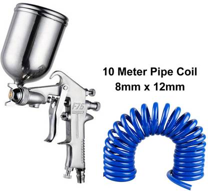Air-ga Professional Paint Spray Gun Sprayer Pneumatic Airbrush 1.5mm Nozzle Automotive Painting Car Furniture Construction Painting Tools with 10 Meter Pipe Coiled 8mm x 12mm HVLP Sprayer