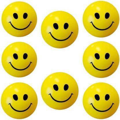 Cabin Hut Smiley Face Squeeze Stress relief Ball | Soft ball Stress Relieve Squeeze Balls Yellow |Toy for Kids and Adults for Stress Relief and Playing ( pack of 8) - 7 CM l Smiley Soft Balls Happy Smile Funny Cute Face Anti Stress Slow Rising Squeeze Ball Kids Toy Gift Stress Reliever Smiley Ball  - 7 cm
