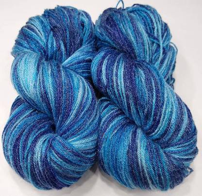 JEFFY Oswal Knitting Yarn Wool Multi Blue 200gm. Woolen Crochet Yarn Thread.
