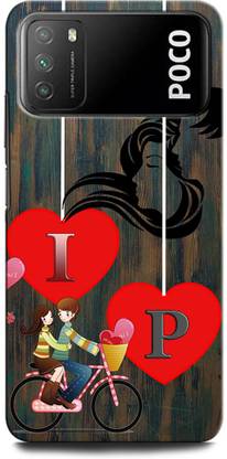 ORBIQE Back Cover for POCO M3 MZB087CIN IP, I LOVE P, P LOVE I, I LETTER, P LETTER, IP NAME
