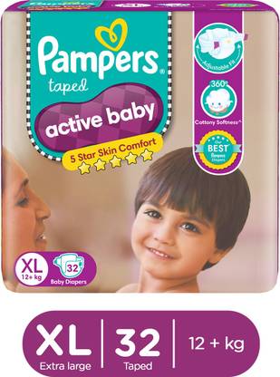Pampers Active Baby Taped Diapers with Adjustable Fit - XL