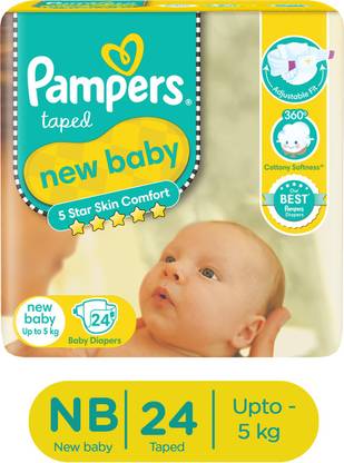 Pampers Active Baby Taped Diapers with Adjustable Fit – New Born  (24 Pieces) at Rs. 345
