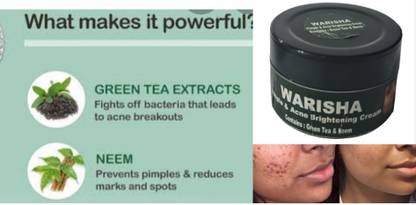 WARISHA Green tea and neem acne pimple removal cream ressult in 7 uses
