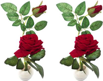 Aakriti Artificial Rose Flower Plastic With Pot (COMBO 2 PCS ) Plastic Flower Basket