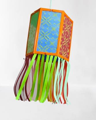VG DECOR ARTICLES Hexagon Diwali Lantern/Akash Kandil -DIY Multicolor Plastic Sky Lantern