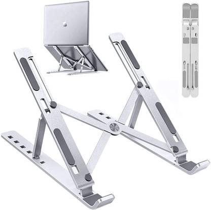 Tlismi Laptop Stand Laptop Holder Riser Computer Stand Adjustable Aluminum Foldable Portable Notebook Stand Compatible with MacBook Air Pro, HP, Lenovo, Dell, Laptops and Tablets Aluminium Floor and Desk Stand Rotatable Laptop Stand with Adjustable Height Compatible with Universal Laptops