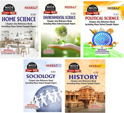 Nios 12th Class English Medium Set Of 5 Book (Home Science,science,political Science,sociology, History ) Class 12th (Open School ) Exam
