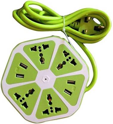Minura Hexagon Socket with USB Charger, 4-Outlet with 4-USB Power Socket Extension Board with Cord, Mobile Charging USB Power Hub 4 usb 4  Socket Extension Boards