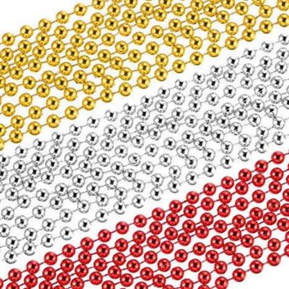 prisma collection 12 Pcs Red Golden Silver Colour Pearl Beaded Chain Christmas Garlands Merry Christma Ribbon for X mas Christmas Tree Decoration Hanging Oranaments New Year Party,Wedding Hanging Ornaments Pack of 12