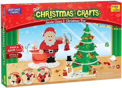 zhirk Christmas Craft Kit - Sparkling Christmas Tree and Santa Surprize - Ultimate Christmas DIY Art & Craft Combo Kit for Kids 3 Years+ (Christmas Craft Kit)