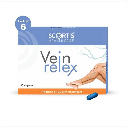 SCORTIS HEALTH CARE Vein Relex Varicose Veins Spider Veins Pain Relief Ayurvedic Capsule, Legs, Feet, Nerves, Pack of 6 Capsules