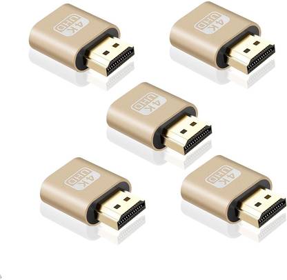 ELECTRO WOLF  TV-out Cable 4K HDMI Dummy Plug - High Resolution Virtual Monitor Display Emulator, New Generation Headless Display Adapter Supports up to 3840x2160@60Hz, 1080@120Hz DVI EDID Emulator - Pack of 5