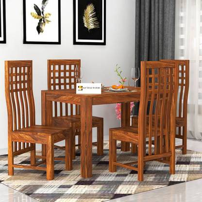 Kendalwood Furniture Premium Dining Room Furniture Wooden Dining Table with 4 Chairs Solid Wood 4 Seater Dining Set