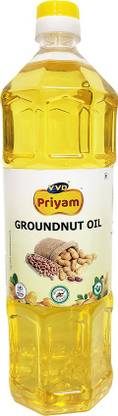 VVD Priyam Groundnut Oil - 1 Litre Bottle | 100% Filtered Groundnut Oil | Peanut Oil | Kadalai Ennai | Verusenaga Nune | Nilakkatala Enna | Moongphali Tel | Groundnut Oil Plastic Bottle