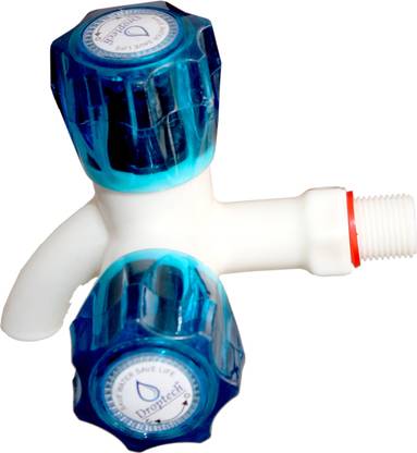 droptech Pvc Bib cock 2 in 1 water tap two way faucet bib tap faucets Crystal Blue Blue Crystal Two way Bib Tap, pvc taps for bathroom Bib Tap Faucet