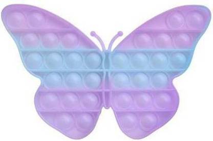 NSR Group Glow Under The Sun Color Changing Butterfly Shape Push pop Bubble Fidget Toy, Animal Shaped Sensory Silicone Stress Relief Parent-Child Toy for Adult Kids Office (Multicolor)