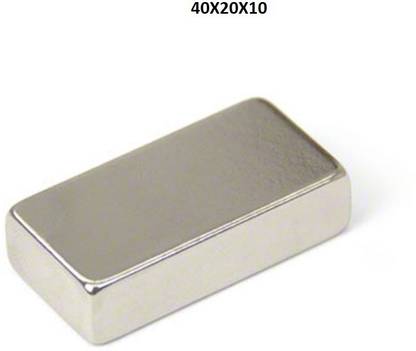 HUMSER NdFeB Magnet, Rare Earth Magnet, Neodymium-Iron-Boron Magnet, Permanent Magnet Nickle Plated High Power Block Magnet 40X20X10MM Multipurpose Office Magnets Pack of 1