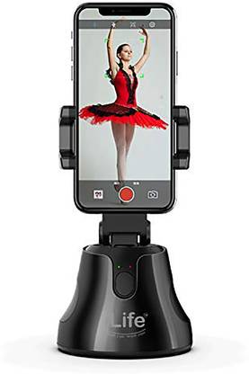 iLife Selfie 360° Rotation Auto Face Object Tracking Smart Vlog Shooting Camera Phone Mount Holder for Self Video Maker Tripod Compatible with Any Smartphones (Black) Mobile Holder