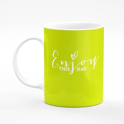 Pune Enjoy mug in Yellow Chartreuse colour Ceramic Coffee Mug