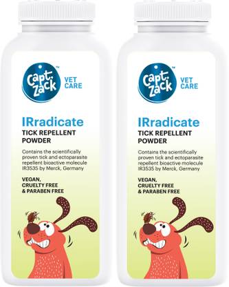 Captain Zack IRradicate Tick Repellent Powder 75 G Each, Pack of 2 Pet Spa Kit