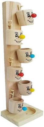 DESI KARIGAR Wooden Marble Cup Slider Slippery Clown Ball Table Set Marble Slider Game / Slippery Game / Marble Puzzle / Clown game