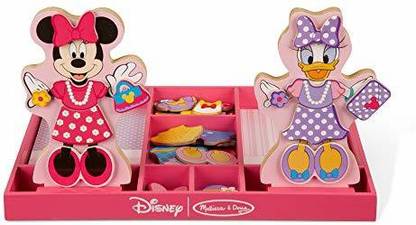 MELISSA & DOUG Disney Minnie Mouse and Daisy Duck Magnetic Dress-Up Wooden Doll Pretend Play Set