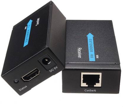 microware  TV-out Cable HDMI Extender Over Single UTP CAT5e/CAT6 Cable up to 60m with IR Remote