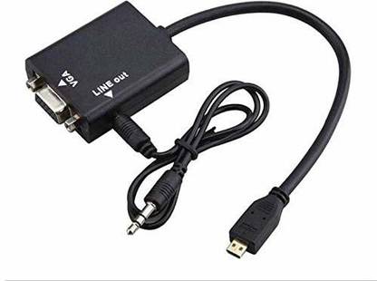 microware Micro HDMI Type D to VGA Converter Adapter Cable with 3.5mm Stereo Audio Output for Raspberry Pi 4, Camcorders Handycam Notebooks Tablets Media Streaming Device