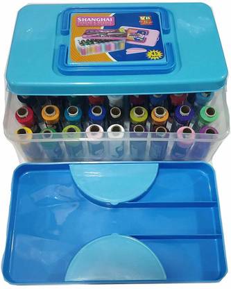Lipizin Sewing Kit Storage Container with 45 Assorted Threads Sewing Thread Box Double Decker Sewing Kit