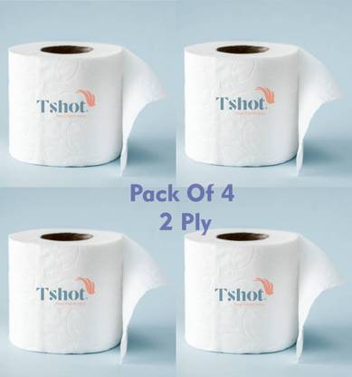 Tshot Soft Toilet Paper Roll "100% Eco Friendly" (2 PLY) Toilet Tissue Paper Roll (Pack Of 4) Toilet Paper Roll