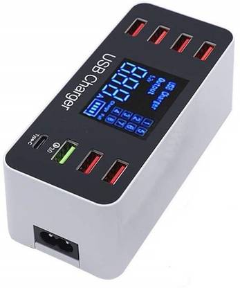 microware 8 Port USB Charger Quick Charge 3.0 Multiple USB Phone Charging Station HUB Charger QC3.0 + Type-c LED Display 40W US Plug 8 USB Smart Charger A9+ USB Charger