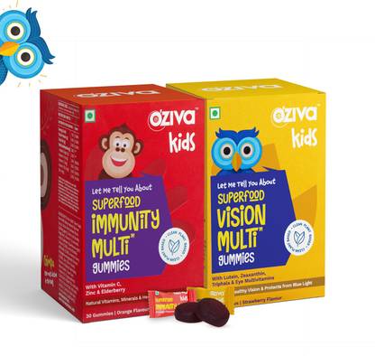 OZiva Superfood for Superkids (Vision Multi Gummies + Immunity Multi Gummies)